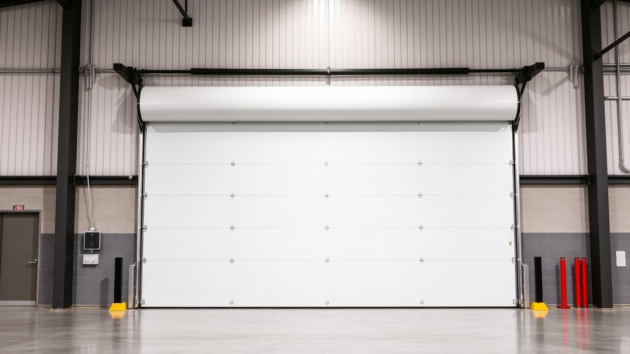 Insulated sectional overhead door installed on a warehouse